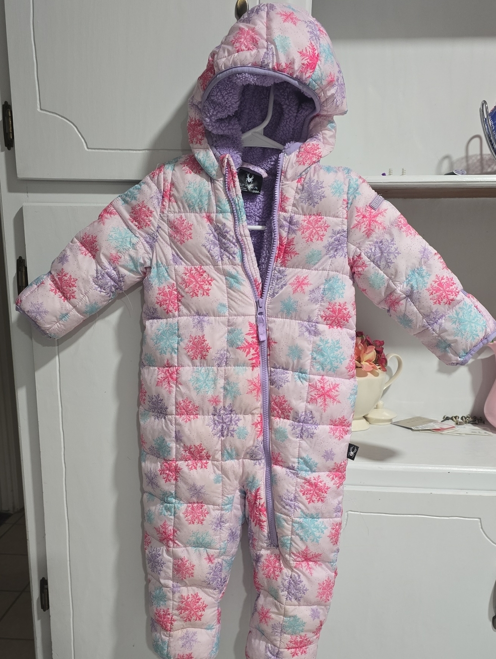 Spyder Toddler Fuzzy Hooded Snow Suit in Light Purple